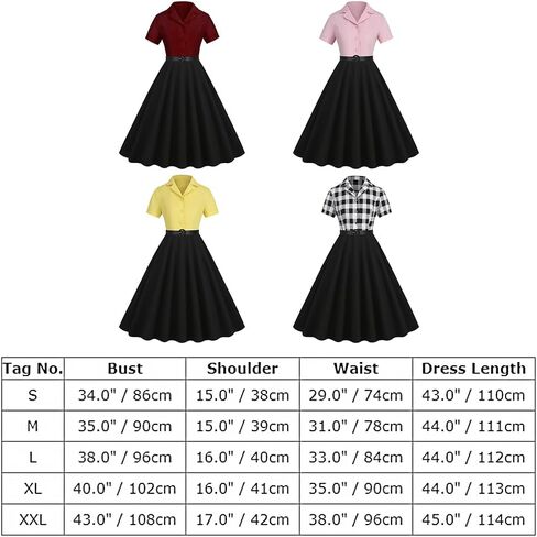 Women Short Sleeve 1950s Retro Vintage Cocktail Party Swing Dress Polka Dot Audrey Dress Casual A-Line Work Dress with Belt in Kuwait
