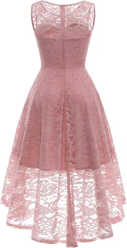 MUADRESS Women's Elegant Floral Lace Dress Sleeveless Crew Neck Hi-Lo Cocktail Dress for Evening Party in Kuwait