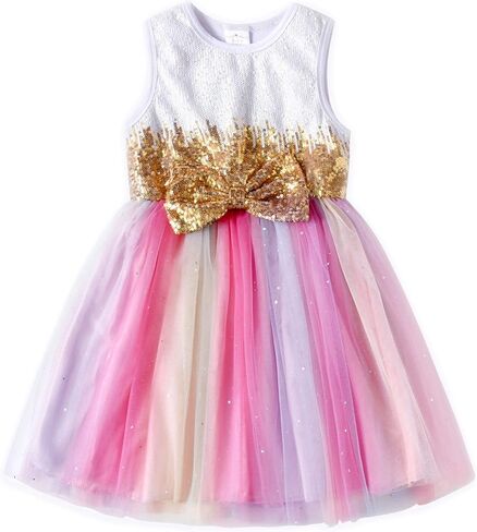 VIKITA Toddler Girls Dresses Summer Sleeveless Polyester Tutu Dresses for Girls 3-12 Years in Kuwait