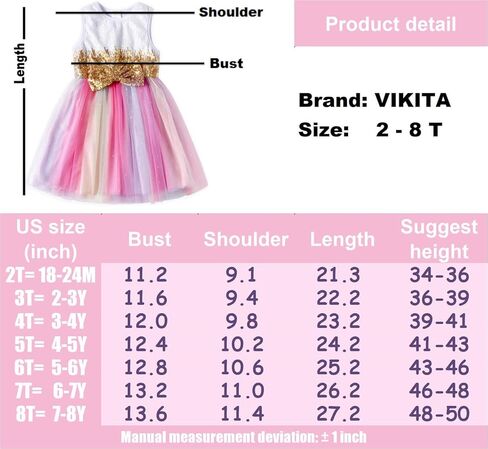 VIKITA Toddler Girls Dresses Summer Sleeveless Polyester Tutu Dresses for Girls 3-12 Years in Kuwait