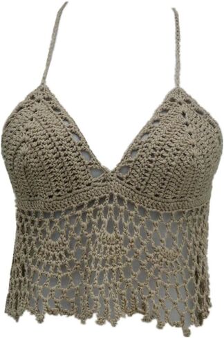 Black Bikini Halter Top Handmade Crochet Crop Top in Kuwait