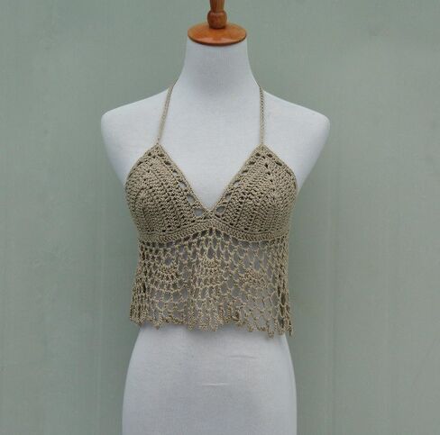 Black Bikini Halter Top Handmade Crochet Crop Top in Kuwait