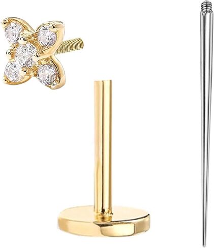 Kasfree فضة أقراط بظهر مسطح 16 جرام الغضروف القرط داخليا الخيوط أقراط ثقب الزنمة أقراط للنساء in Kuwait