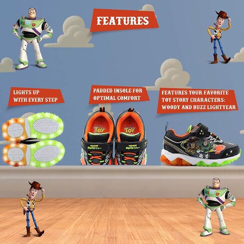Disney Pixar Toy Story 4 Boys Lighted Athletic Sneaker, Gray/Multi (Toddler/Little Kid) in Saudi Arabia