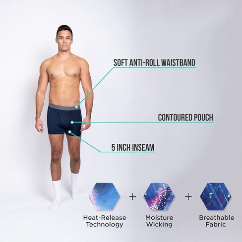 سراويل داخلية MISSION Boxer مقاس 5 بوصات بتقنية إطلاق الحرارة تبقيك جافًا وباردًا ومريحًا - عبوتان in Saudi Arabia