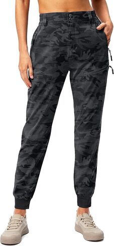 Pudolla Women's Golf Joggers Lightweight Hiking Cargo Pants Waterproof for Travel Camping Walk with Zipper Pockets in Saudi Arabia