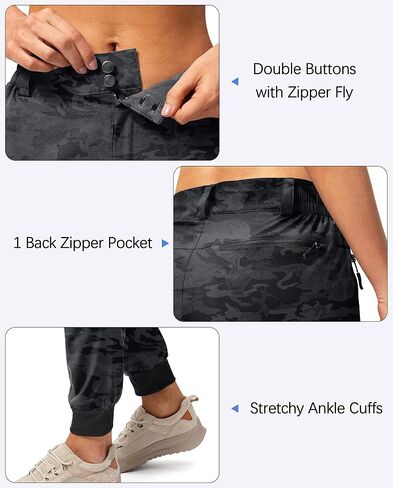 Pudolla Women's Golf Joggers Lightweight Hiking Cargo Pants Waterproof for Travel Camping Walk with Zipper Pockets in Saudi Arabia