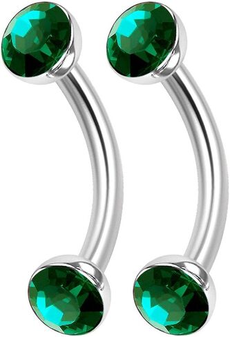 2PCS Surgical Steel Curved Barbell 16 gauge 5/16 8mm 3mm Crystal Ball Helix Earrings Eyebrow Piercing Jewelry See More Colors in Kuwait