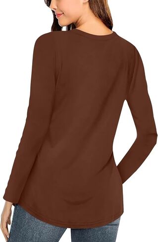 Minetom Women's V Neck 3/4 Sleeve T Shirt Solid/Color Block Casual Basic Tops Summer Tees in Saudi Arabia