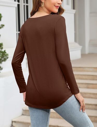 Minetom Women's V Neck 3/4 Sleeve T Shirt Solid/Color Block Casual Basic Tops Summer Tees in Saudi Arabia