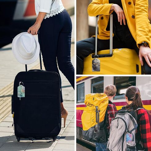 EOBKLAX 3 Pack Travel Stamp Luggage Tags for Suitcases,Travel Retro Labels Leather Baggage Suitcases Tag Name ID Label Privacy Cover Travel Bag Tags for Women Men Boys Girls in Kuwait