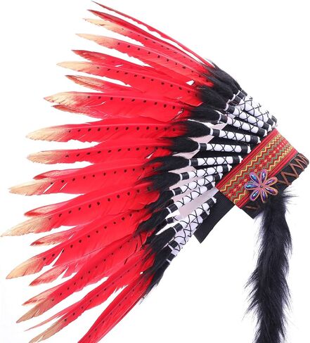 غطاء رأس من الريش|مستوحى من الهنود الأمريكيين الأصليين|غطاء رأس على الطراز الهندي للأطفال والبالغين لدعائم صور الحفلات in Kuwait