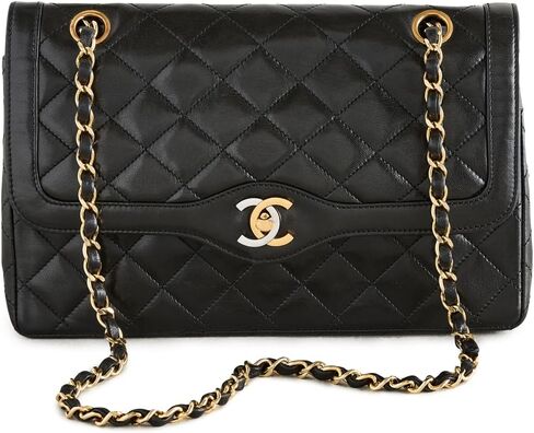 ما يدور حول حقيبة شانيل بلاك لامب باريس المحدودة للنساء مقاس 10 بوصات، سوداء، مقاس واحد in Kuwait