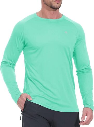 Rdruko Men's Rash Guard Long Sleeve UPF 50+ Sun Protection Quick Dry Swim Hiking Athletic Shirts in Kuwait