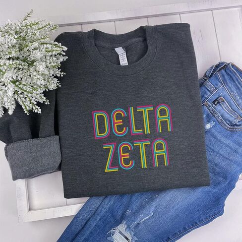 Go Greek Chic Delta Zeta Retro Embroidered Sweatshirt in Saudi Arabia