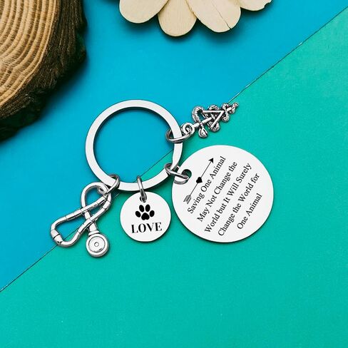 Dabihu Veterinarian Appreciation Keychain Vet Tech Gifts Veterinary Tech Animal Rescue Gifts Veterinarian Graduation Gift in Kuwait