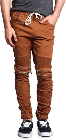 Victorious Zipper Knee Biker Twill Jogger Pants in Kuwait