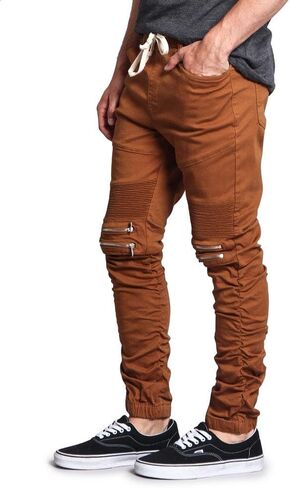 Victorious Zipper Knee Biker Twill Jogger Pants in Kuwait