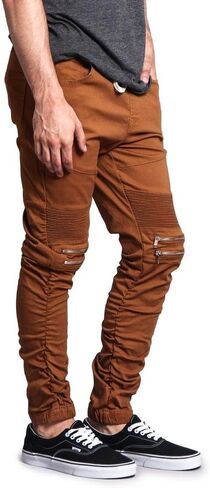 Victorious Zipper Knee Biker Twill Jogger Pants in Kuwait