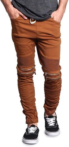Victorious Zipper Knee Biker Twill Jogger Pants in Kuwait