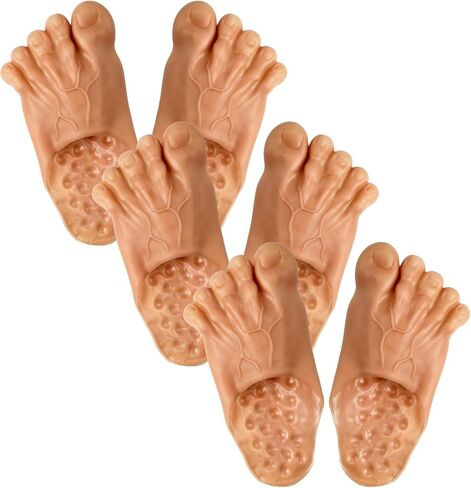 Handepo 3 Pairs Funny Bare Feet Slippers Realistic Funny Shoes Cover Barefoot Big Toe Slippers Fake Halloween Costume Accessories for Kids Adults Women Men in Saudi Arabia