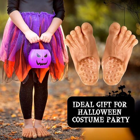 Handepo 3 Pairs Funny Bare Feet Slippers Realistic Funny Shoes Cover Barefoot Big Toe Slippers Fake Halloween Costume Accessories for Kids Adults Women Men in Saudi Arabia