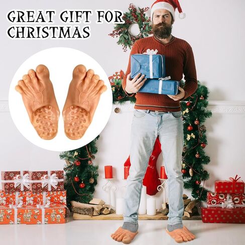 Handepo 3 Pairs Funny Bare Feet Slippers Realistic Funny Shoes Cover Barefoot Big Toe Slippers Fake Halloween Costume Accessories for Kids Adults Women Men in Saudi Arabia