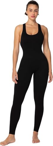 Sunzel Womens Sleeveless Body Suit with Butt Scrunch Leggings and Built-in Pad Seamless Ribbed Sexy Racer Back Jumpsuit in Saudi Arabia