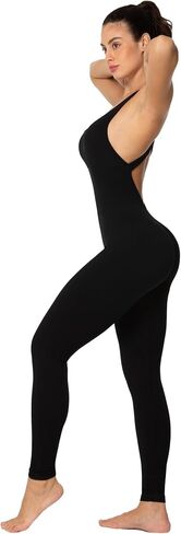 Sunzel Womens Sleeveless Body Suit with Butt Scrunch Leggings and Built-in Pad Seamless Ribbed Sexy Racer Back Jumpsuit in Saudi Arabia