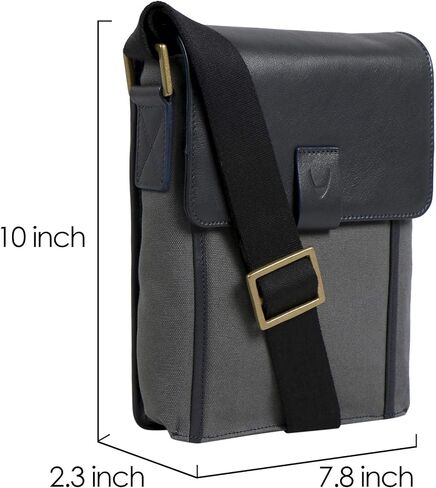 Hidesign Aiden Genuine Leather Mini Crossbody Men/Women Messenger Bag/Travel Bag / 10.5" iPad Bag, Beige in Kuwait