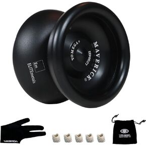 Yomega Maverick - Professional Aluminum Metal Yoyo for Kids and Beginners with C Size Ball Bearing for Advanced yo yo Tricks and Responsive Return + Extra 2 Strings & 3 Month Warranty (Black)
