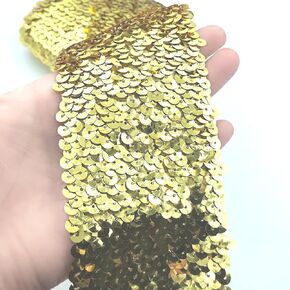 2 Yards Black Elastic Sequin Crafts Glitter Metallic Stretch Sequin Fabric Ribbon Trim for Sewing, DIY Crafts, Costume Wedding Embellishments 2.95"Inch