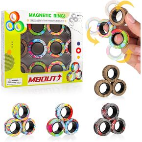 12Pcs Magnetic Ring Fidget Toys Set, Graffiti Camo Fingers Magnet Rings, ADHD Stress Relief Magical Spinner Toys for Training Relieves Autism Anxiety, Great Gift for Adults Teens Kids