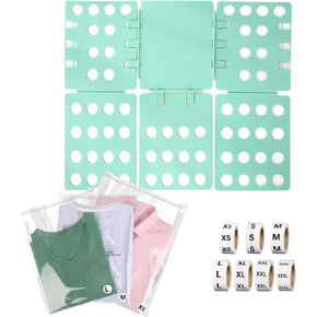 MJEEJRO Shirt Folding Board Set, one Clothes Folding Board with 100pcs Cellophane Plastic Bags, and 7 Size Stickers for Closet Organizations in Saudi Arabia