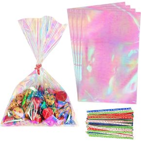 HRX Package 120pcs Iridescent Cellophane Treat Bags 6x9 in for Party Favors in Saudi Arabia