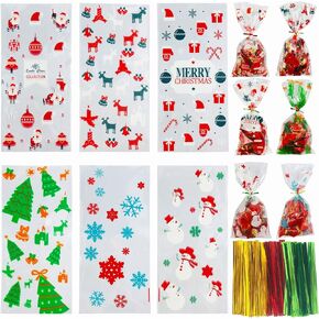 FuraHa 150 pcs Halloween Cello Bags Halloween Cellophane Treat Bags with Ties for Candy Cookie Goodies Gift Wrap Halloween Trick or Treat Party Favors, 6 Designs