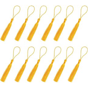 Sowaka 15 Pcs Silky Handmade Tassels Mini Soft Floss Bookmark Tassels with Loop for Souvenir DIY Craft Project Jewelry Making Chinese Knot Supplies Accessories Sewing Keychain (Black) in Kuwait