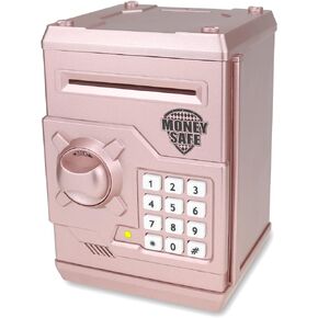 Piggy Bank for Kids,Electronic Password Piggy Bank Kids Safe Bank Mini ATM Piggy Bank Toy for 3-14 Year Old Boys and Girls (Rose Gold)