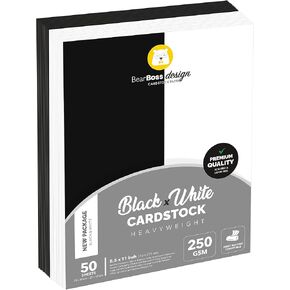 Black Cardstock Thick Paper 50 Sheets, 8.5" x 11" Heavyweight 92lb Cover Card Stock for Crafts and DIY Cards Making