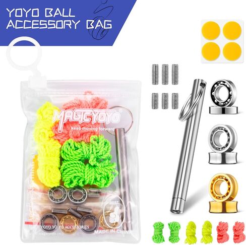 MAGICYOYO Complete Yoyo Bearing Pack, 10 Ball Golden Unresponsive Yoyo Bearing + Size C 8 Ball Yoyo Bearing + Narrow C Responsive Yoyo Bearing + Bearing Removal Tool + 6 Yoyo Strings + 6 Yoyo Axles in Kuwait