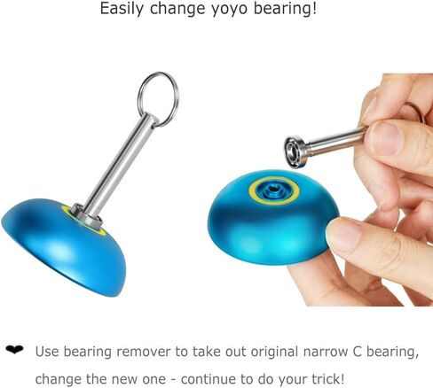 MAGICYOYO Complete Yoyo Bearing Pack, 10 Ball Golden Unresponsive Yoyo Bearing + Size C 8 Ball Yoyo Bearing + Narrow C Responsive Yoyo Bearing + Bearing Removal Tool + 6 Yoyo Strings + 6 Yoyo Axles in Kuwait