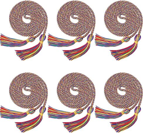 6 Pieces Graduation Honor Cords Braided Polyester Yarn Honor Cord with Tassel for Graduation Students (Gold) in Saudi Arabia