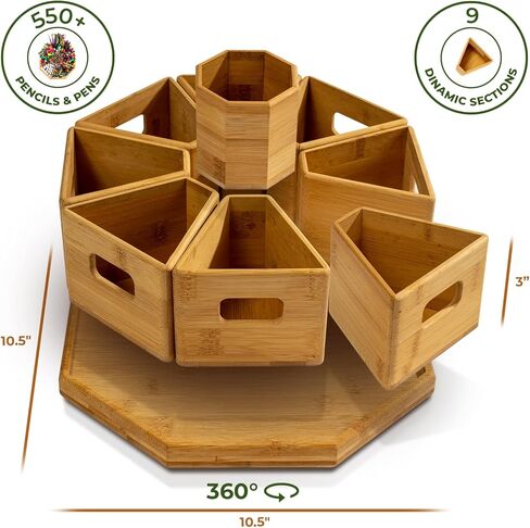 TEYGA Craftly - منظم مستلزمات فنية من الخيزران غير القابل للتدمير - منظم أقلام التحديد وتخزين الحرف اليدوية لذكريات العائلة - منظم تخزين فني وحامل أقلام التحديد لمنظمات الأعمال اليدوية والتخزين in Kuwait