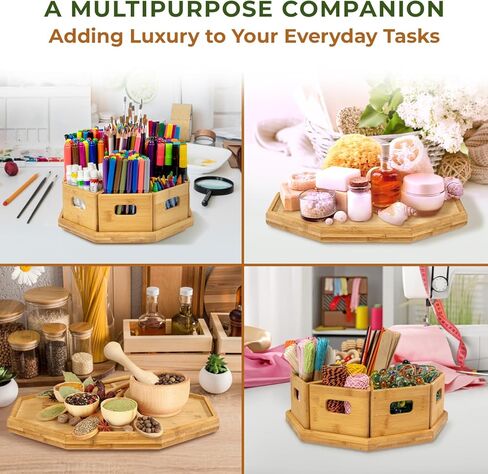 TEYGA Craftly - منظم مستلزمات فنية من الخيزران غير القابل للتدمير - منظم أقلام التحديد وتخزين الحرف اليدوية لذكريات العائلة - منظم تخزين فني وحامل أقلام التحديد لمنظمات الأعمال اليدوية والتخزين in Kuwait