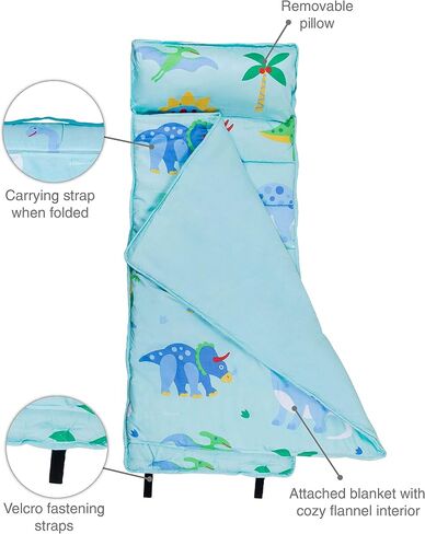 Wildkin Microfiber Nap Mat with Pillow for Toddler Boys and Girls, Measures 50 x 20 x 1.5 Inches, Ideal for Daycare and Preschool, Mom's Choice Award Winner (Jurassic Dinosaurs) in Kuwait