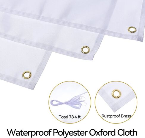 1.6Ft x 9.8Ft Polyester Oxford Blank Banner, White Banner Signs with Hanging Ropes, DIY Sublimation Vinyl Blank Banner for Halloween Thanksgiving Birthday Parties Wedding Indoor Outdoor Display in Kuwait
