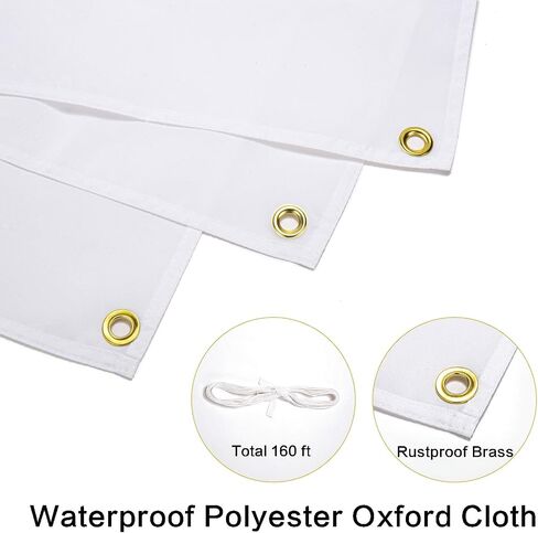 1.6Ft x 9.8Ft Polyester Oxford Blank Banner, White Banner Signs with Hanging Ropes, DIY Sublimation Vinyl Blank Banner for Halloween Thanksgiving Birthday Parties Wedding Indoor Outdoor Display in Kuwait