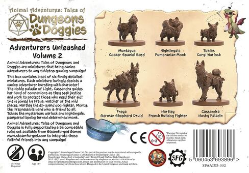 Steamforged Games Animal Adventures: Dungeons and Doggies Adventures Unleashed Roleplaying Miniatures 5E Compatible Volume 2 in Kuwait