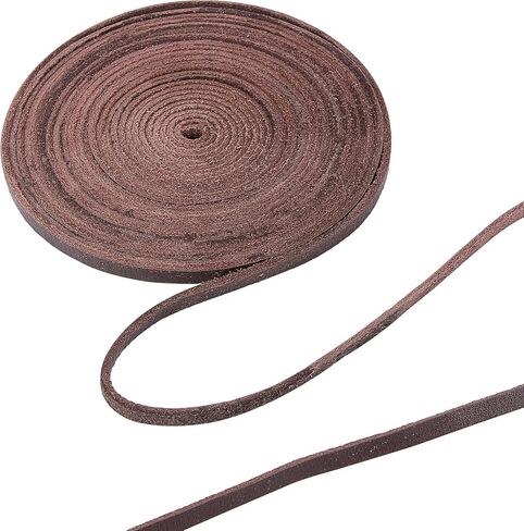 GORGECRAFT 197 Inch 0.4"/10mm Dark Brown Genuine Leather Strap Full Grain Belt Blank Strips Flat Leather Cord for Jewelry Making DIY Craft Sewing Projects Belts Keychains in Kuwait