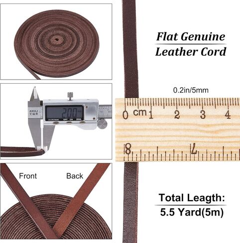 GORGECRAFT 197 Inch 0.4"/10mm Dark Brown Genuine Leather Strap Full Grain Belt Blank Strips Flat Leather Cord for Jewelry Making DIY Craft Sewing Projects Belts Keychains in Kuwait